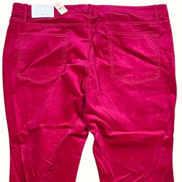 LOFT Plus Magenta Pink Midrise Velvet Skinny Pants Plus Size 24 NWT - Picture 7 of 16